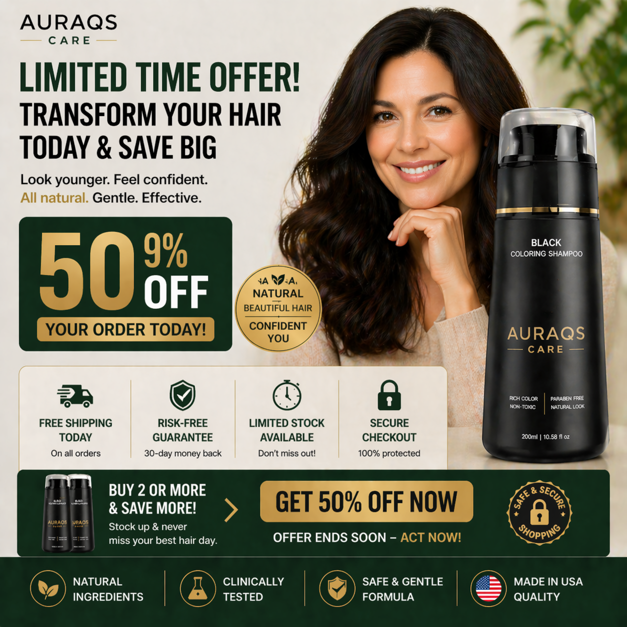 AURAQS® Shampoo – Perfect Color in Just 10 Minutes!