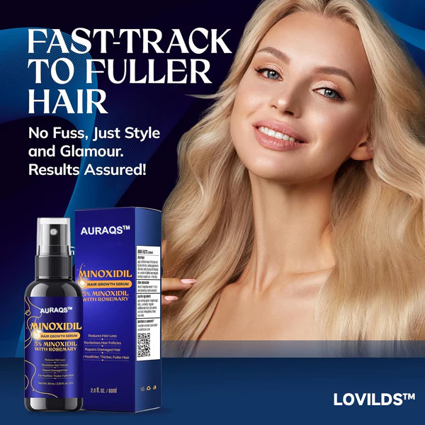 AURAQS™ Hair Growth Serum: Ultra-potent Minoxidil anti-hair loss treatment serum