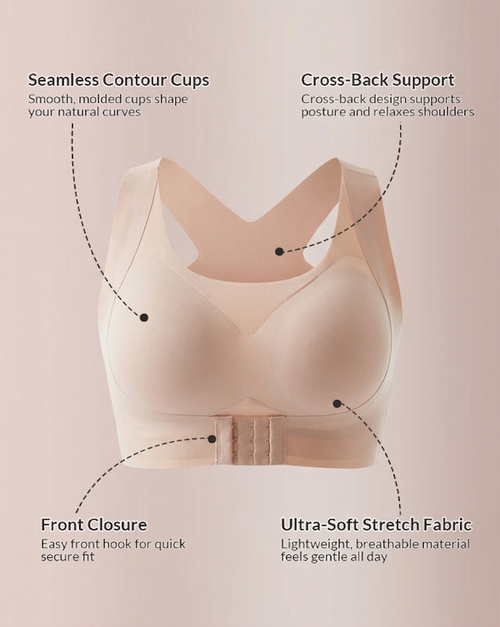LAST DAY PROMOTION - 50% OFF Front Closure Cross-Back Wireless Posture Bra