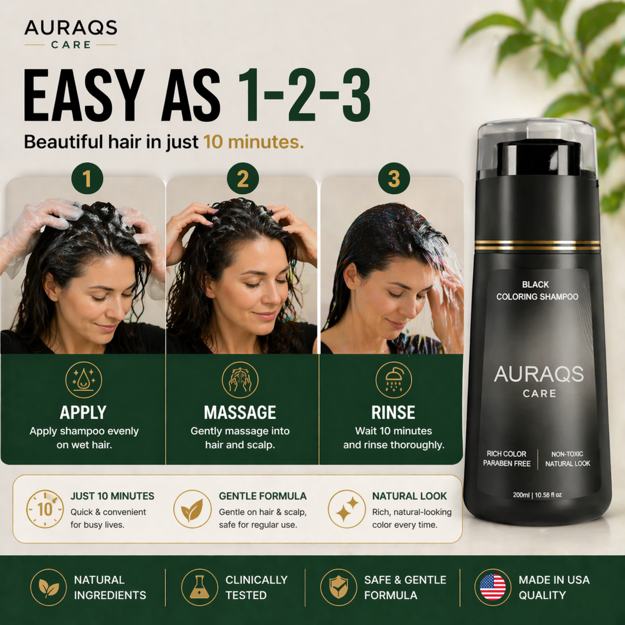 AURAQS® Shampoo – Perfect Color in Just 10 Minutes!