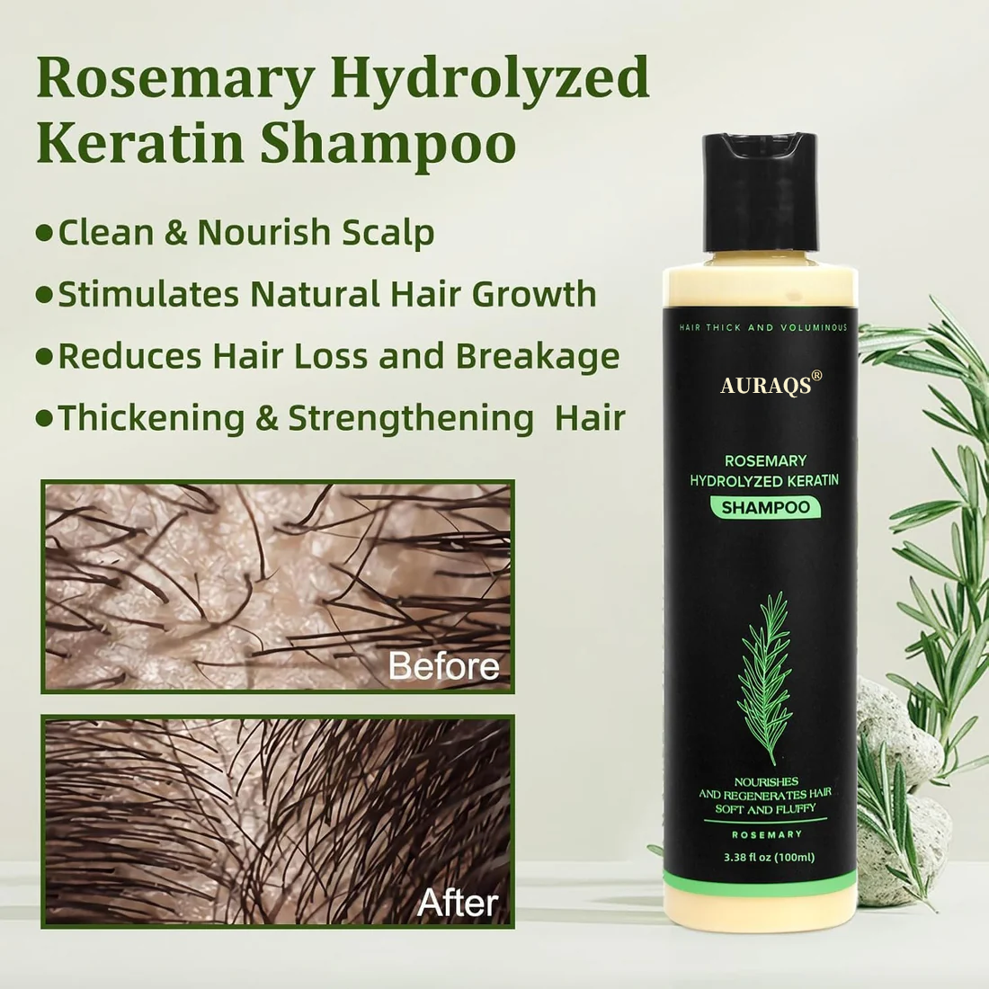 🔥LAST DAY 80% OFF - 🎅AURAQS® Organic Rosemary Hair Growth Shampoo